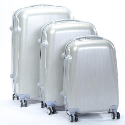 China Wholesale ABS Silver Double Wheels Travel Suitcase 3pcs Unisex 20 24 28 Inch Fashion Trolley Luggage Sets for sale