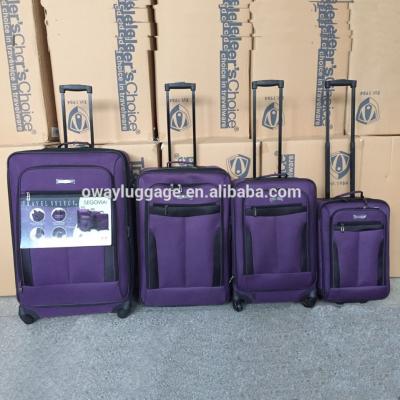 China Polyester Inventory Stock 4pcs Trolley Luggage Set 20 24 28 32inch 600D Polyester Spinner 4 Wheels for sale