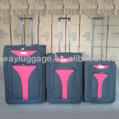 China Inner System 600X600D 2 Wheels 3pcs Polyester Trolley Luggage Set In Stock Polyester Construction for sale