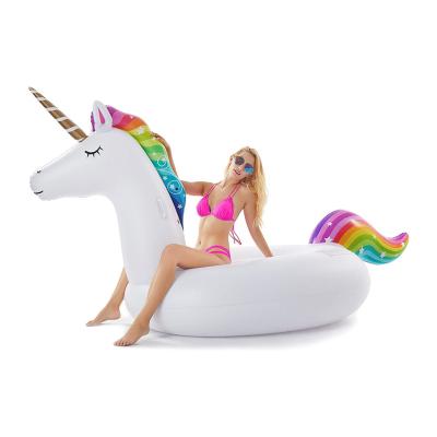 China Summer Portable Hot Sale Amazon Pool Party Lounge Raft Water Play Toys Giant Inflatable Swimming Ride On Unicorn Pool Float for sale