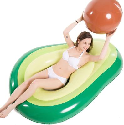 China Hot Selling Amazon Avocado Summer Vacation Beach Water Fun Toy Portable Adult Pool Float Inflatable Raft With Ball for sale