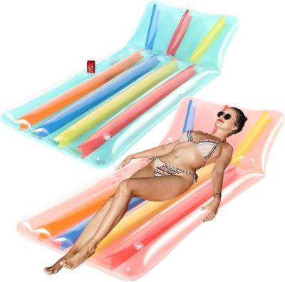 China Amazon Hot Selling Portable Vacation Beach Pool Lounger Adult Inflatable Float Float Mat With Cup Holder for sale