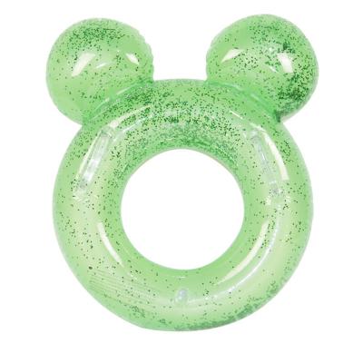 China Kids Summer Holiday Beach Party Pool Water Paly Durable Adult Inflatable Mickey Green Mickey Toy Swimming Sparkle Ring With Handle for sale