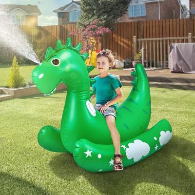 China Amazon Durable Hot Sale PVC Inflatable Kids Garden Lawn Play Splash Rocker Chair Sprinkler Dinosaur Pool Float For Kids for sale