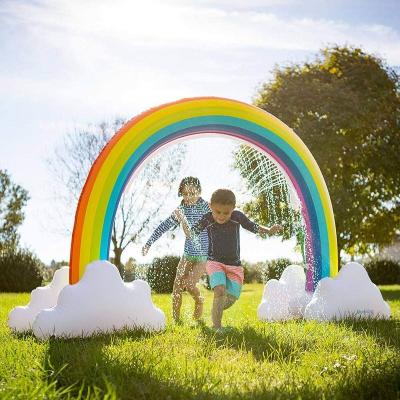 China PVC Portable Outdoor Inflatable Water Play Equipment Rainbow Cloud Arch Sprinkler Toy For Kid Backyard Water Play for sale