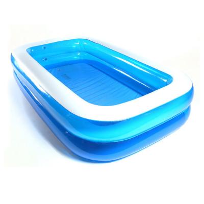 China Easy Install 2 Layer Hot Sale Amazon Summer Outdoor Water Play Inflatable Portable Rectangle Blue Pool For Baby Kids Children for sale