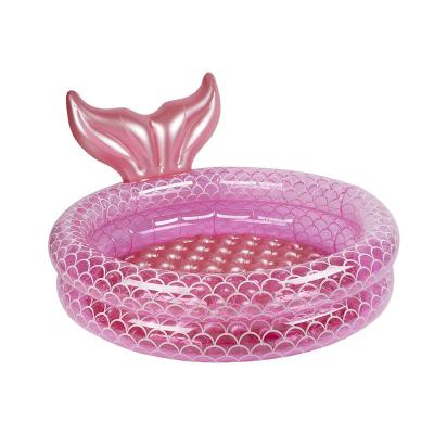 China Easy Install PVC Summer Kid Water Play Inflatable Bath Swimming Pink Mermaid Swim Pool For Baby Kids for sale