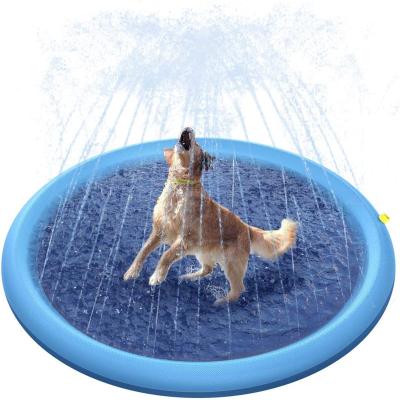 China Viable Outdoor Round Inflatable PVC Pet Water Play Sprinkler Mat Dog Bath Splash Pad For Cats for sale