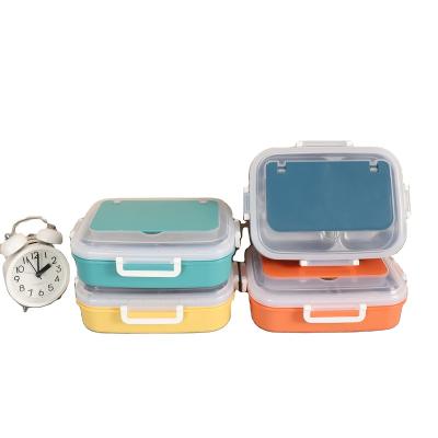 China Modern Food Grade Plastic Free Cutlery 100% Microwave Safe Food Container Wheat Straw School Bento Lunch Box Safe Biodegradable Lunch Box for sale