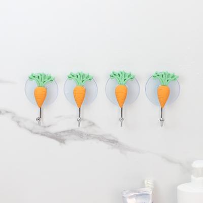 China New Design Sustainable Carrot Shape Bathroom Hotel Bedroom Plastic QIYUE Hooks for sale