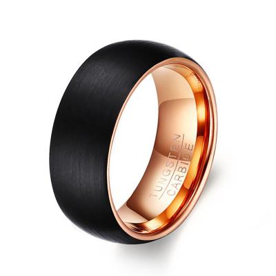 China CLASSIC Black And Rose Gold Plated 8mmTungsten Carbide Band Ring Jewelry Men Rings for sale