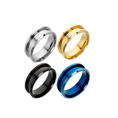 China FASHIONABLE Simple Custom Fluted Blue/Gold/Steel/Black Tungsten White Inlay Ring For Men's And Women's Cool Daily Wear for sale