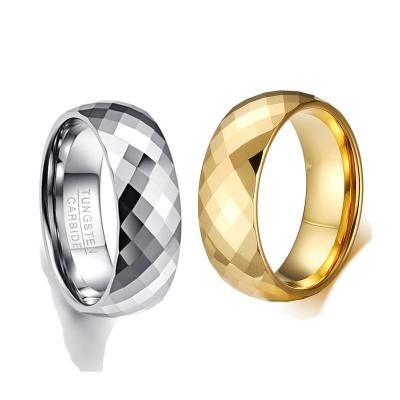 China CLASSIC Faceted Polished Finish Tungsten Carbide Ring For Man Woman Gold Silver Wedding Band Ring 8mm for sale