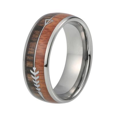 China FASHIONABLE Tungsten Wood Ring For Mens Jewelry Set High Polished Ring for sale