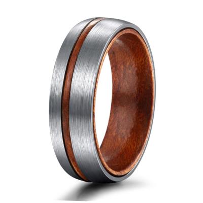 China CLASSIC Jewelry 8mm Tungsten Carbide Ring For Women Men Engagement Fashionable Wedding Band Pure Koa Wood Inside Comfort Arched Fit for sale