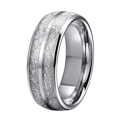 China High Hardness 8mm Men's Fashion Jewelry Imitated Meteorite Tungsten Ring Band for sale