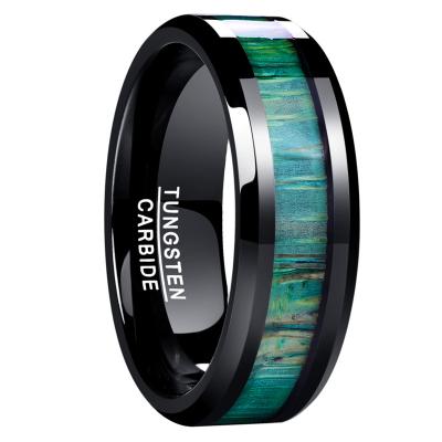 China 100% Fine Jewelry New Tungsten Carbide Male Ring Green Wood Surface Tungsten Steel Romantic Ring Wedding Bands Men Knuckle Rings for sale