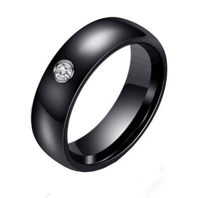 China Ring Ceramic Ring For Women Colorful White Black Romantic With Crystal Wedding Band Ring Width 6mm Size 6-10 Great Gift For Men for sale