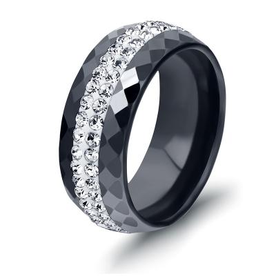 China Simple Style Black And White High Quality Romantic Comly Crystal Ceramic Rings For Women for sale