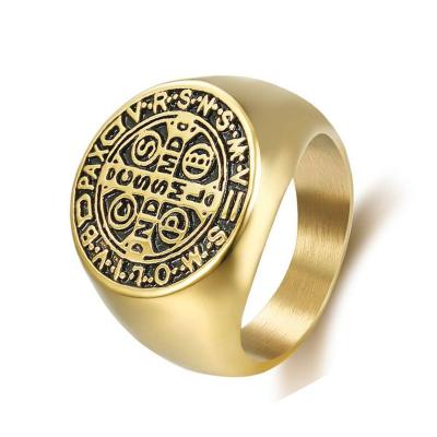 China Exquisite Geometric Appreance Insti Round Stainless Steel Ring Men Geometric Gold Plated Stainless Steel Rings For Women Men for sale