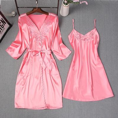 China QUICK DRY satin straps two pieces lingerie robe sets S0020 for sale