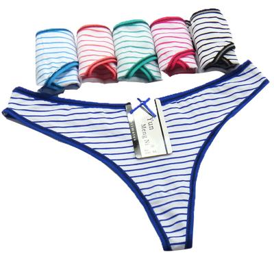 China M Antibacterial L XL Stripe Cotton Women Underwear Panties Everyday Thong 87276 for sale