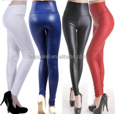 China Sharp Antibacterial Leather Legging Black/White/Red/Blue Women Leather Leggings Pants 5038 for sale