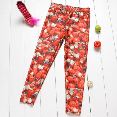 China Breathable 3D Strawberry Kids Leggings Digital Printed Girls Leggings Pants S-XL C5082 for sale