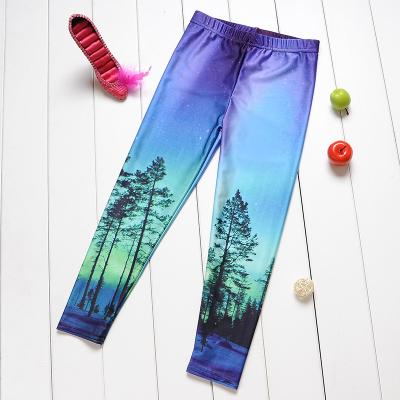 China Breathable 3D Trees Kids Leggings Digital Printed Girls Leggings Pants S-XL C5090 for sale