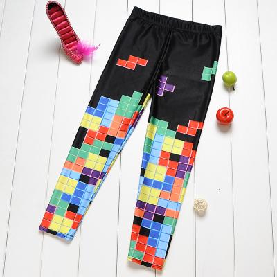 China Breathable 3D Tetris Kids Leggings Digital Printed Girls Leggings Pants S-XL C5100 for sale