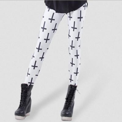 China The shinny 3d cross black antibacterial digital printed leggings pants S-4XL the leggings pants 5377 for sale