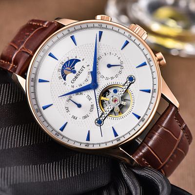 China Moon Phase 316 Stainless Steel Watch Leather Strap 5ATM Classic Automatic Movement Mechanical Luxury Watch for sale