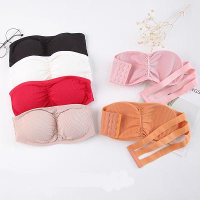 China Wholesale QUICK DRY sexy one-piece strap seamless strapless bra women's beauty thin section back breathable gathering straps without pump back for sale