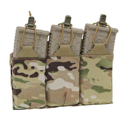 China SPARK Waterproof TAC Tactical Airsoft Elastic M4 M16 AR15 5.56 .223 Triple Magazine Pouch Hook & Loop Mag Holder Ammo Bag - MC for sale