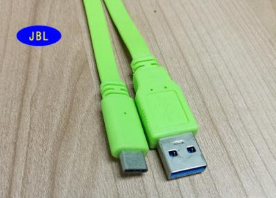 China Tipo plano cable de C, tipo cable del verde USB 3,1 de la chaqueta de PVC del USB 3,1 del conector de C en venta