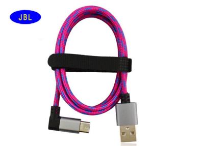 China 90 Degree Right Angled USB Cable 3.1 Type C Extension Wire / Pink / Red Black Color for sale