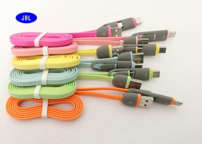 China Flat Shape 2 In 1 USB To Micro USB Type C Cable With Latest Design , 100 CM Length for sale