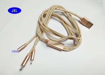 China PVC + Braided 3 IN 1 USB AM To Micro , Lighting Type C USB Cable With Spring for sale