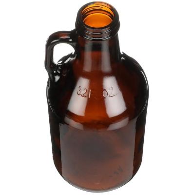 China 1000ml 1500ml 2000ml Amber Glass Round Handleware Growler Top Selling Eco-friendly Recyclable Beer Bottle for sale