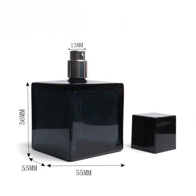 China Matte Black 30ml 50ml 100ml Rectangle Eco-friendly Recyclable Refillable Glass Perfume Spray Bottle With Spray Pump Cap for sale