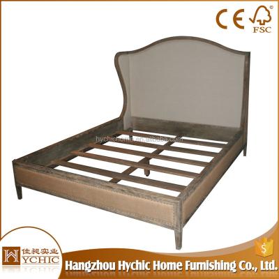 China French Soft Bed Louis Style Upholstered Bedroom Furniture Double Bed Designs for sale