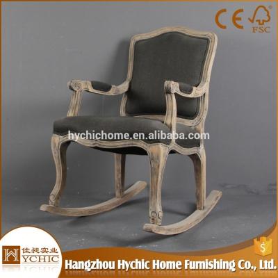 China Leisure Chair Fashionable Rocking Armchair Wooden Upholstered Oak Wood Dining Chair for sale