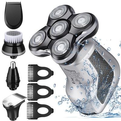 China Triple Blade 5 in 1 Head Shavers for Bald Men Electric Rotary Shaver and Nose Hair Bread Trimmer Grooming Kit for sale