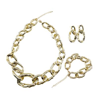 China Punk 2020 New Designer Jewelry Simple Gold CCB Custom Acrylic Necklace Bracelet Chain Earrings Set Wholesale for sale