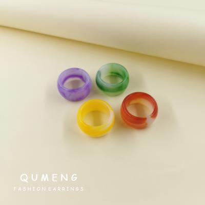 China 2021 Fashion Popular Fashion Contracted Candy Color Resin Generous Thumb Ring Women Jewelry Gifts Wholesale for sale