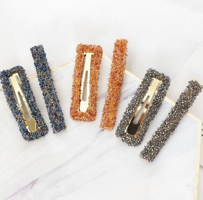 China Factory Wholesale Instant Sweet 2020 2020 Newest Design Rhinestone Duck Bill Hair Clip Korean Full Crystal Side Hairpins For Girls for sale