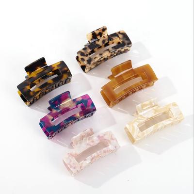 China Newest 2020 Retro Korean High Quality Leopard Geometric Rectangle Acetate Claw Hair Clips For Girls Hair Accessories Plastic Jewelry for sale