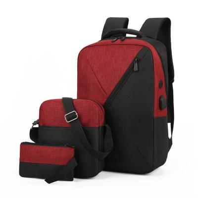 China With USB Wholesale Fashionable Large 3 Waterproof Travel In 1 Set Laptop Bags Backpack Set For Men for sale