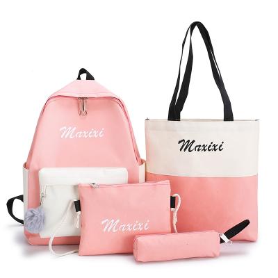 China 4Pcs Waterproof Cute English Letter Printing School Rucksack Backpack Set For Girls Bookbag Set for sale