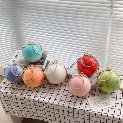 China New Daily Lifestyle Shoulder Bags Chain Ladies Colorful Ball Handbags Cosmetic Cases for sale